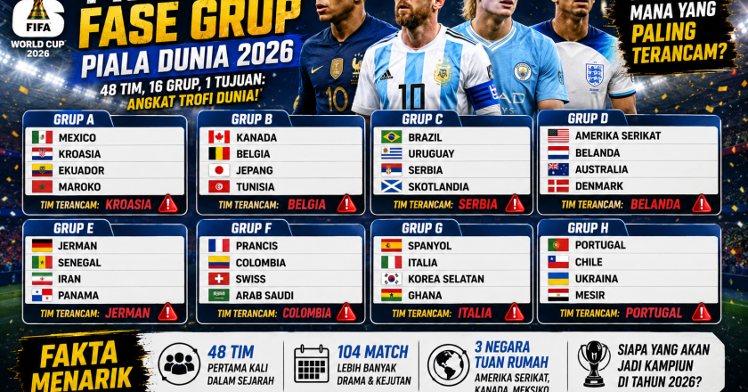 Prediksi Fase Grup Piala Dunia 2026, Tim Besar Mana yang Paling Terancam?